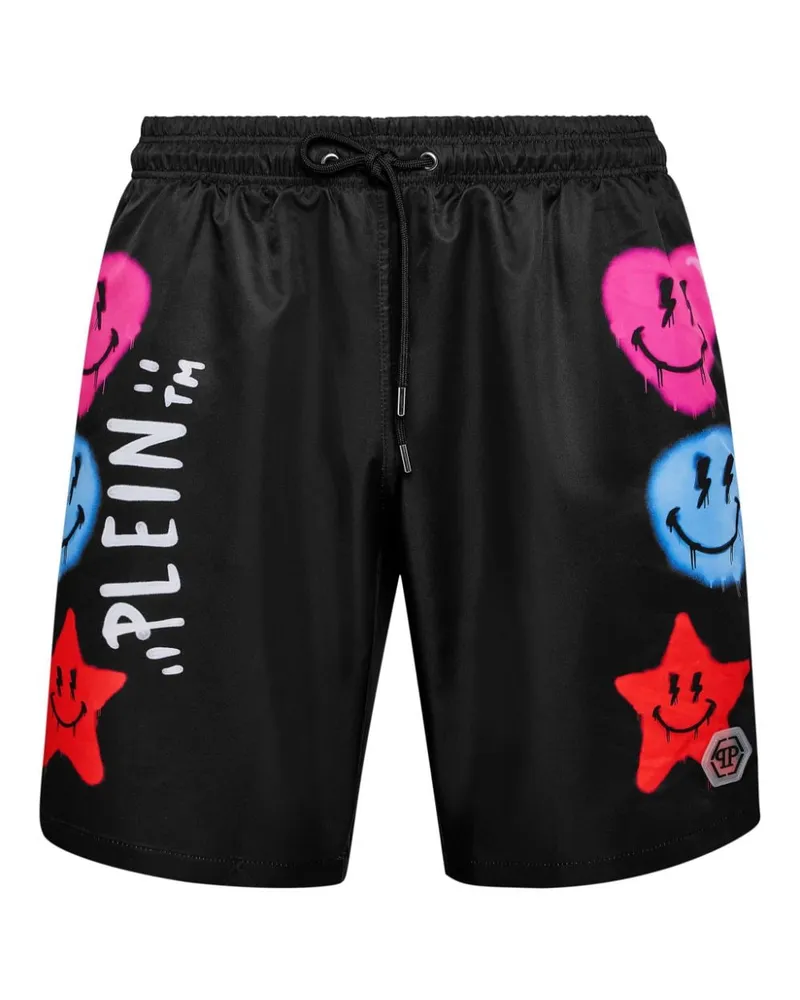 Philipp Plein Badeshorts mit grafischem Print - Schwarz Schwarz