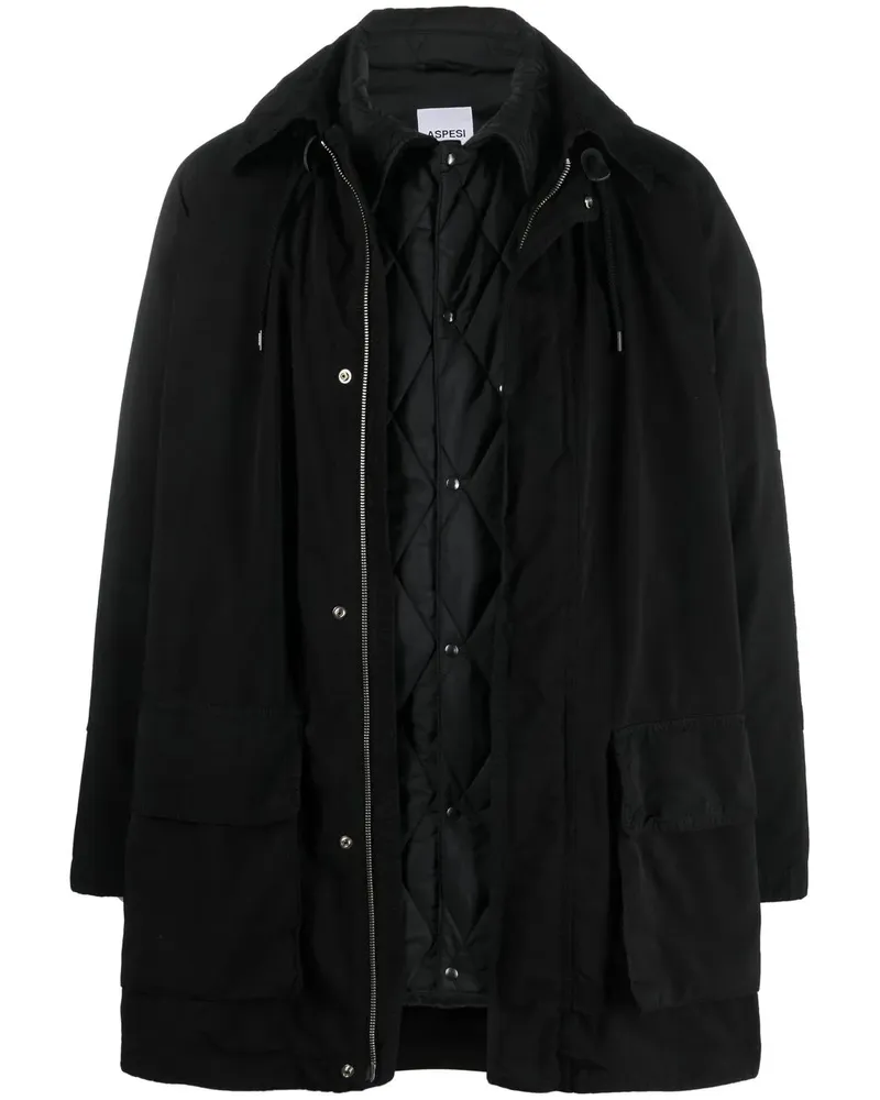 ASPESI Longshore Parka im Layering-Look - Schwarz Schwarz
