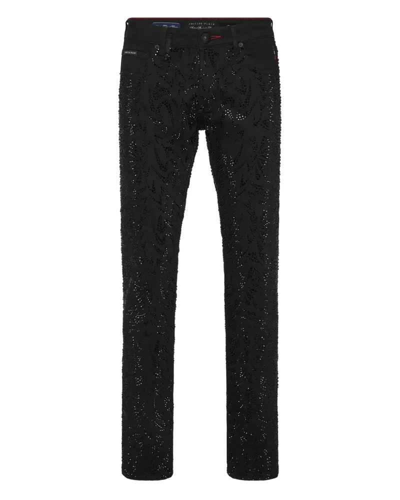 Philipp Plein Super Straight Cut Tribal Strass Jeans - Schwarz Schwarz
