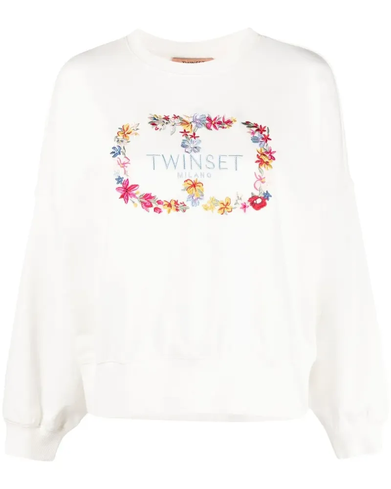 Twin-Set Sweatshirt mit Logo-Stickerei - Weiß Weiß