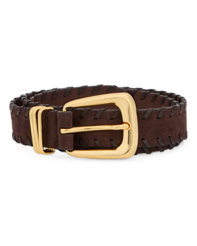 Veronica Beard Arch whipstitch-trim belt - Braun Braun