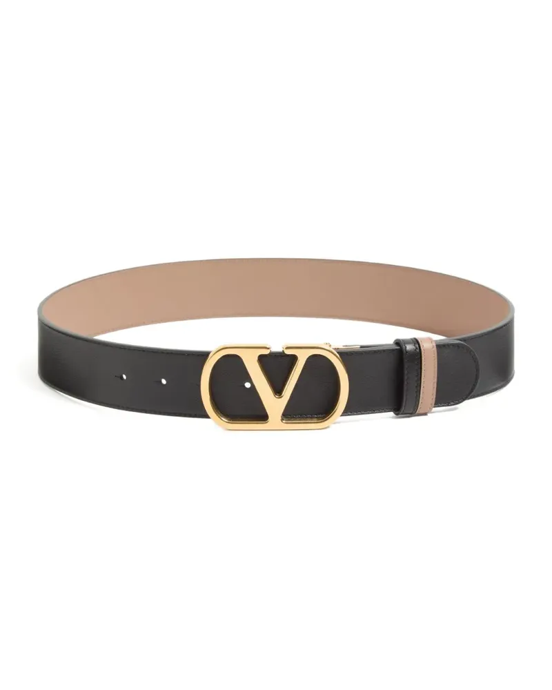 Valentino Garavani reversible Vlogo Signature belt in glossy calfskin 40mm - Schwarz Schwarz