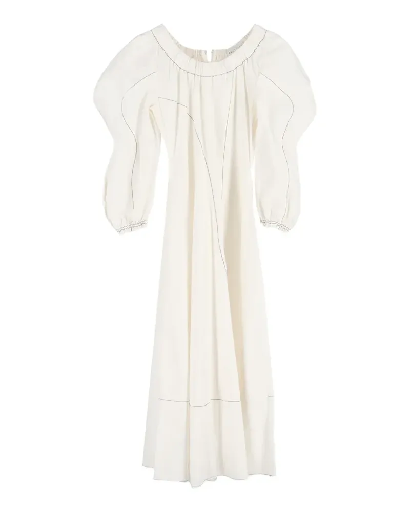 REJINA PYO Aida Midikleid mit Puffärmeln - Weiß Weiß