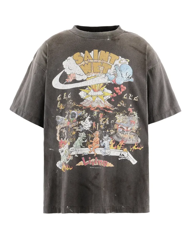 SAINT MXXXXXX T-Shirt mit grafischem Print - Schwarz Schwarz