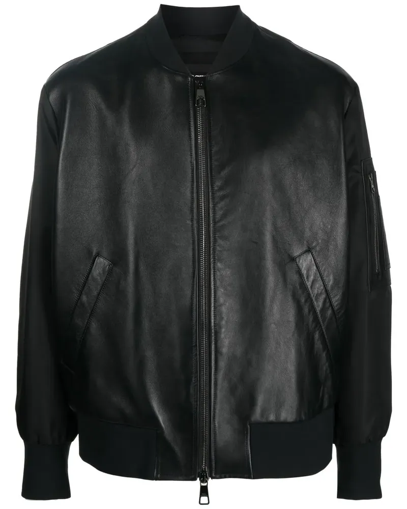 Neil Barrett Bomberjacke mit Ledereinsätzen - Schwarz Schwarz
