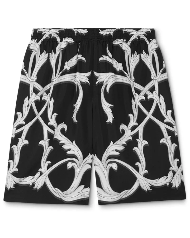 Versace Acanthus Leaves Seidenshorts - Schwarz Schwarz