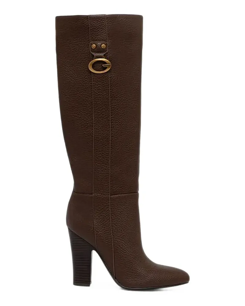 Guess logo-plaque pebbled-effect boots - Braun Braun