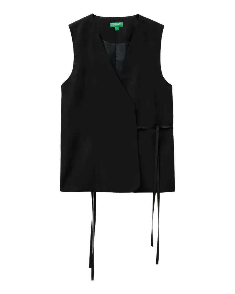 Benetton wrap-style tie-fastening waistcoat - Schwarz Schwarz