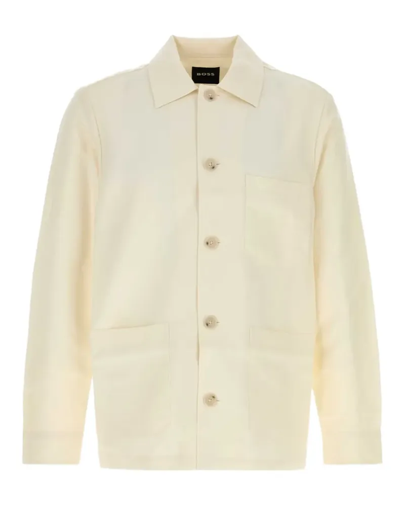 HUGO BOSS relaxed-fit overshirt in solid twill - Nude Nude