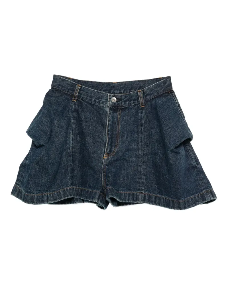 Sacai flap-detail denim shorts - Blau Blau