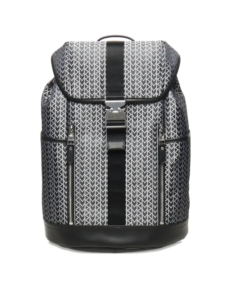 Michael Kors Eli Rucksack mit MK2000-Muster - Schwarz Schwarz
