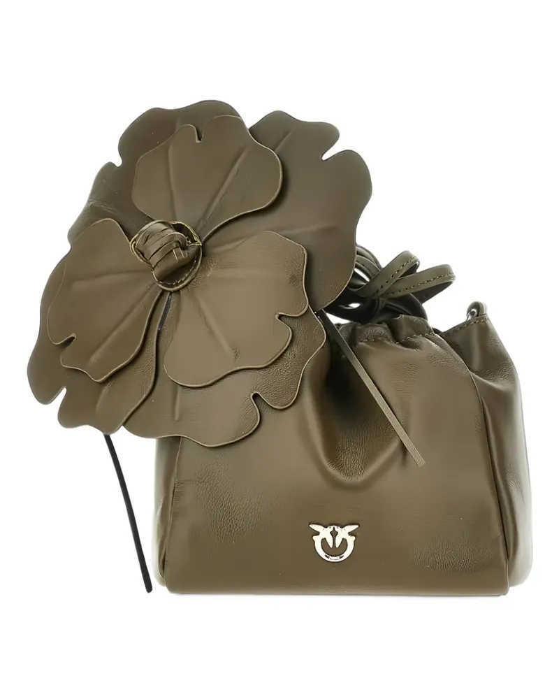 Pinko floral-appliqué leather bucket bag - Grün Grün