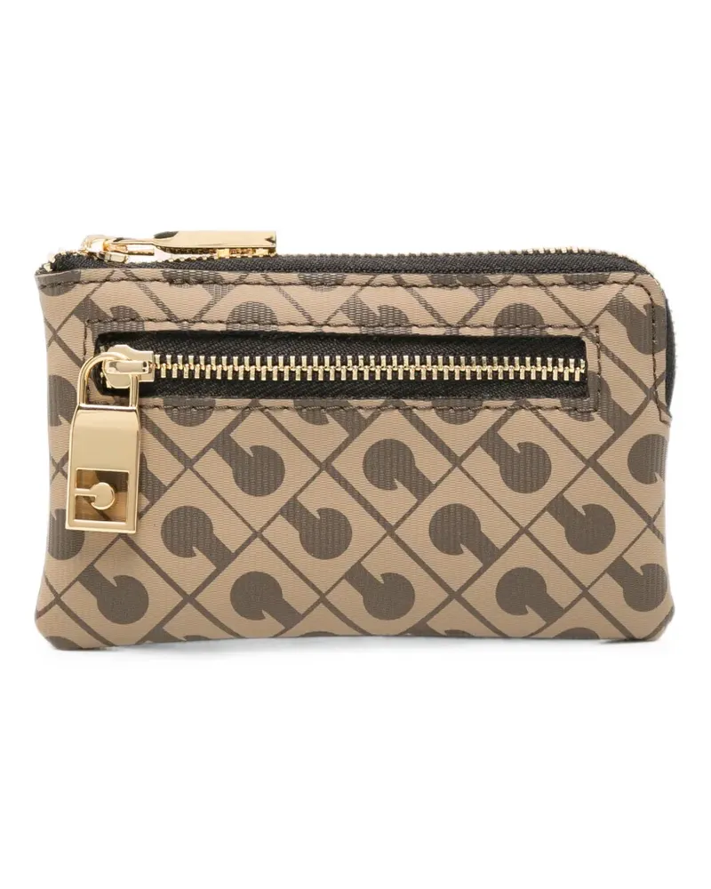Gherardini Millerighe monogram-print zip-around pouch - Braun Braun