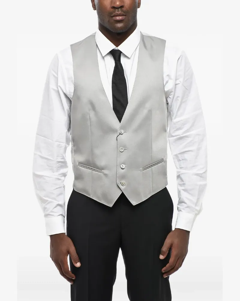 Corneliani satin-finish welt-pocket waistcoat - Grau Grau