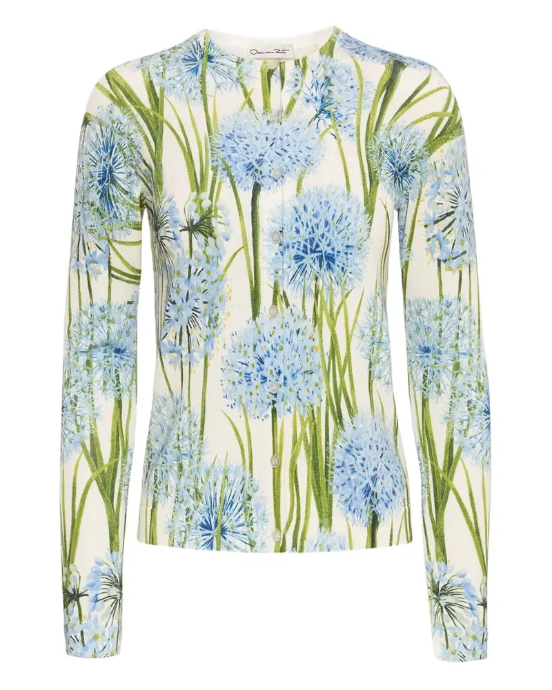 Oscar de la Renta Cardigan mit Blumen-Print - Weiß Weiß