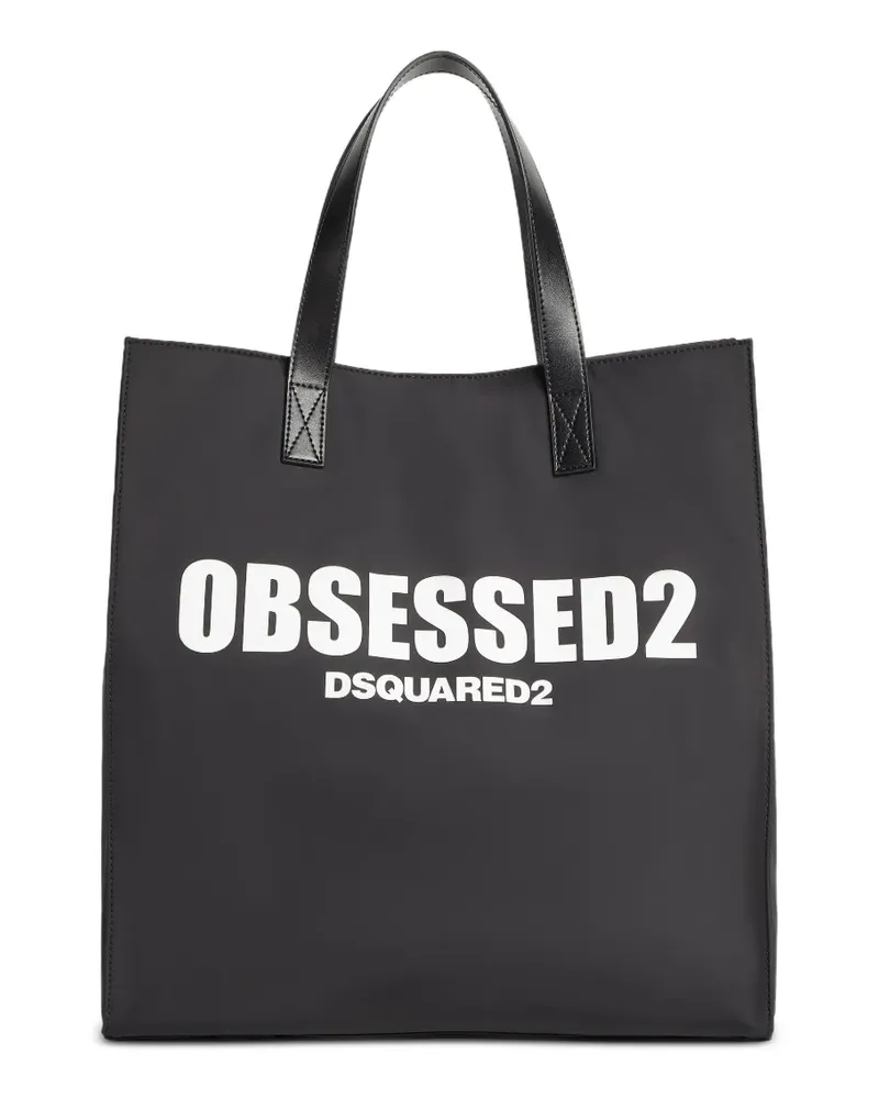 Dsquared2 Schultertasche mit Logo-Print - Schwarz Schwarz