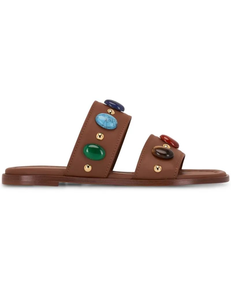 Gianvito Rossi Flache Sandalen mit Verzierung - Braun Braun