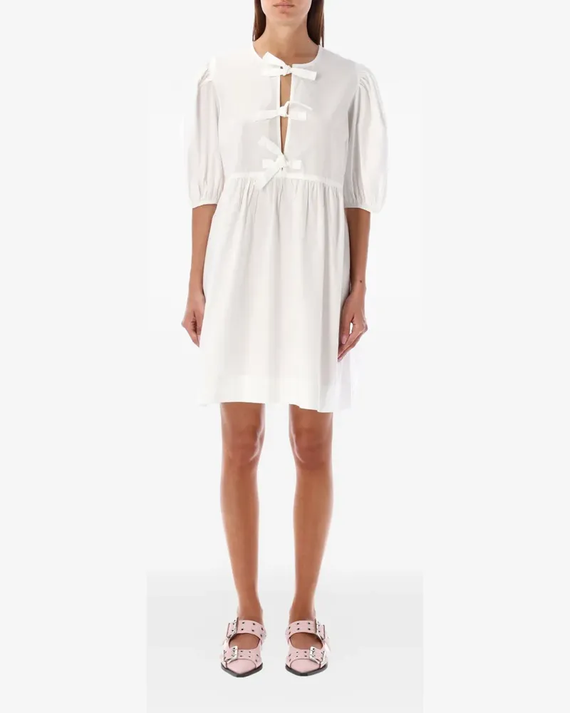 Ganni Minikleid mit Puffärmeln - Weiß Weiß