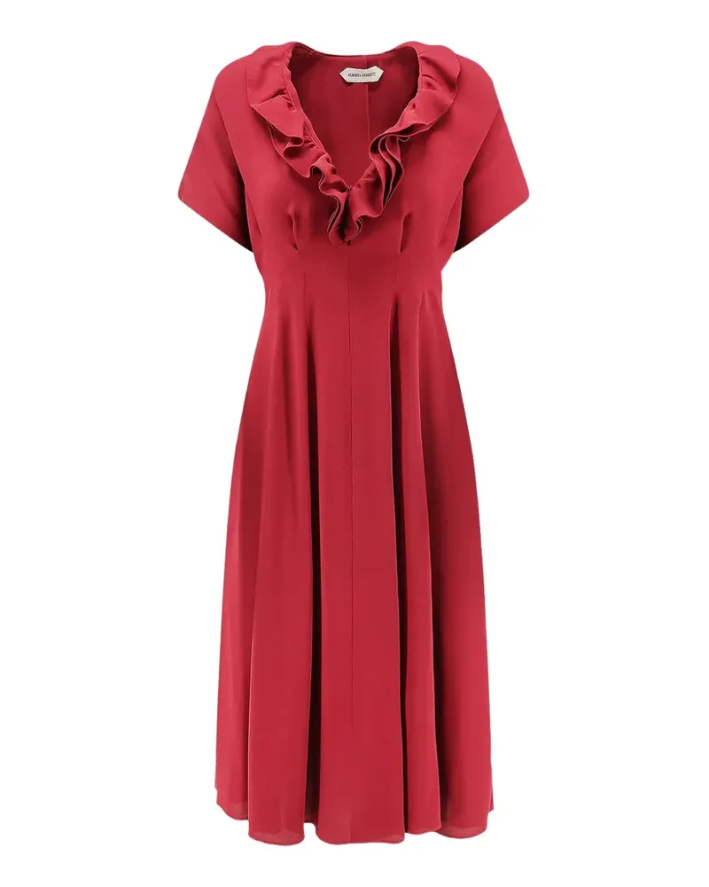 Alberta Ferretti ruffled V-neck midi dress - Rot Rot
