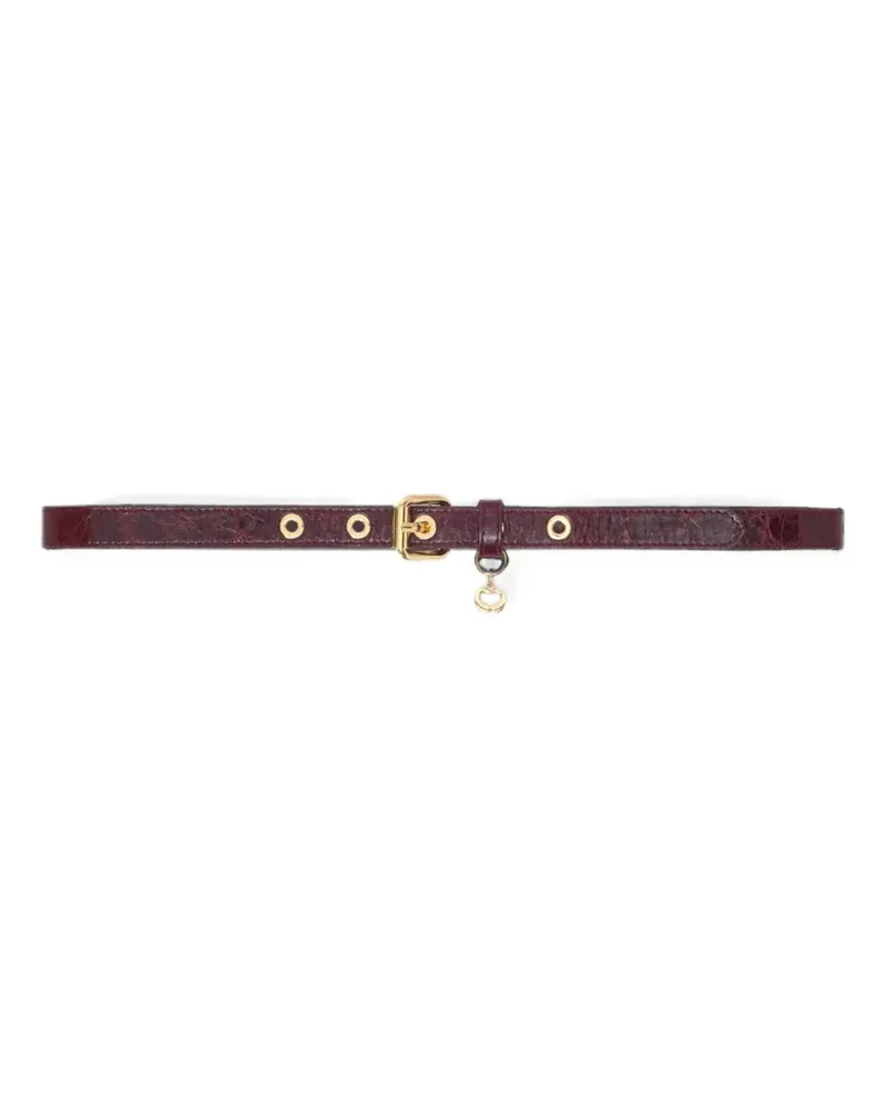 Maje slim leather belt with eyelets - Rot Rot