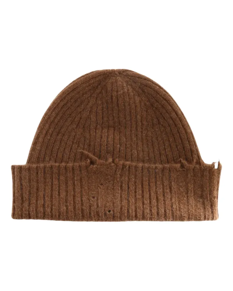 Uma Wang Kaschmir-Beanie im Distressed-Look - Braun Braun