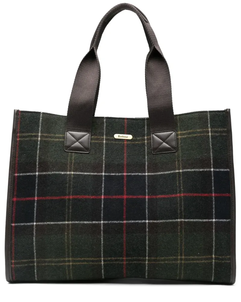 Barbour Großer Tote Bag mit Karomuster - Grün Grün
