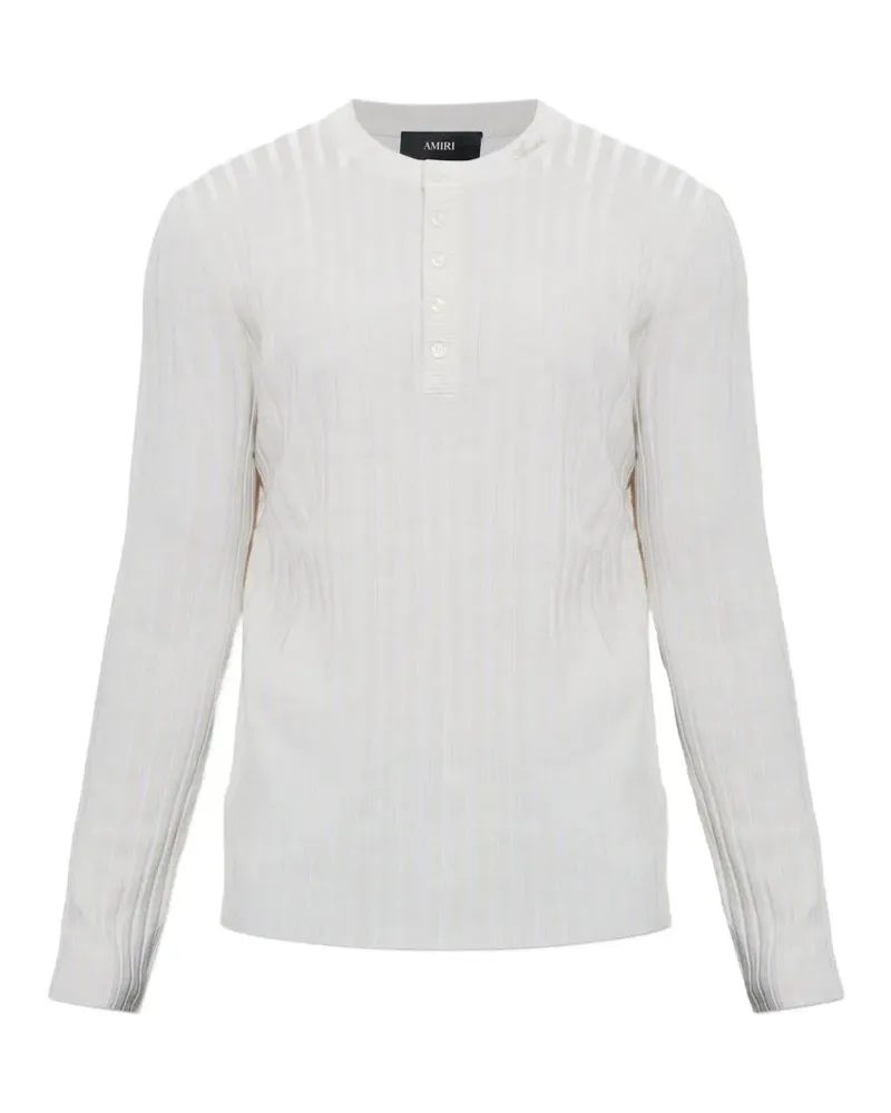 Amiri Gerippter Henley Pullover mit Logo-Stickerei - Nude Nude