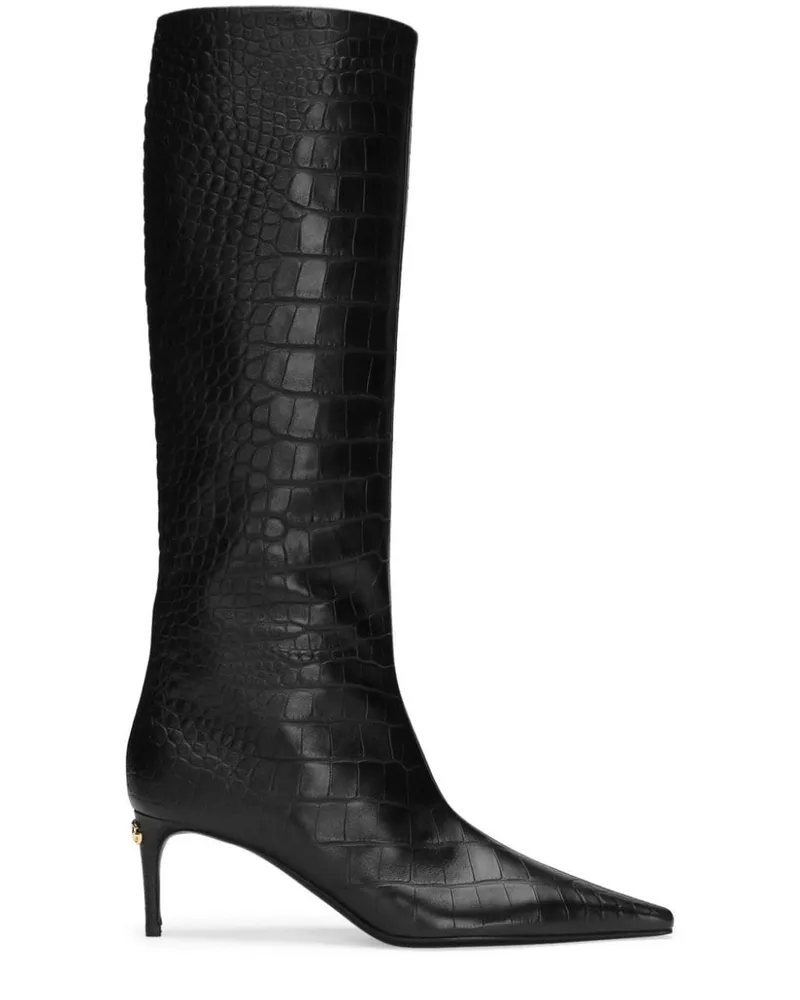 Dolce & Gabbana Stiefel mit Kroko-Optik - Schwarz Schwarz