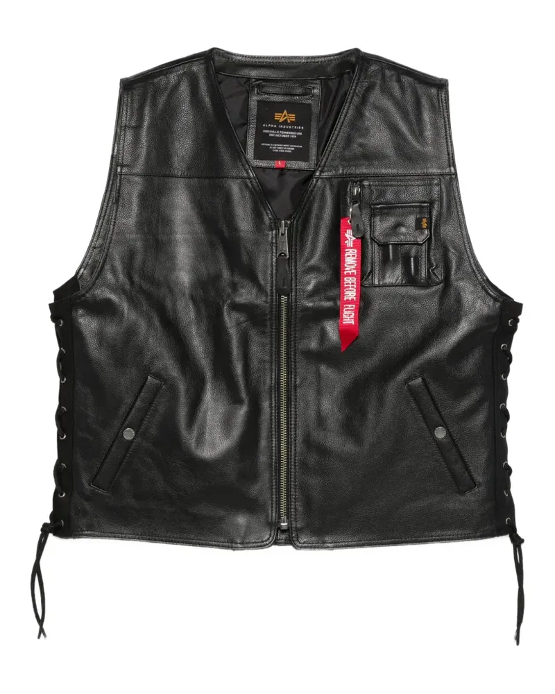 Alpha Industries X-Force Lederweste - Schwarz Schwarz