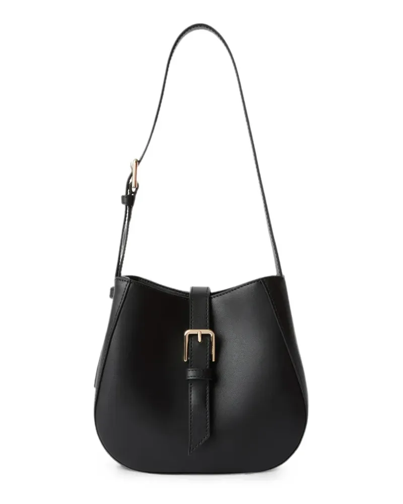 Furla large buckle-detail leather bucket bag - Schwarz Schwarz