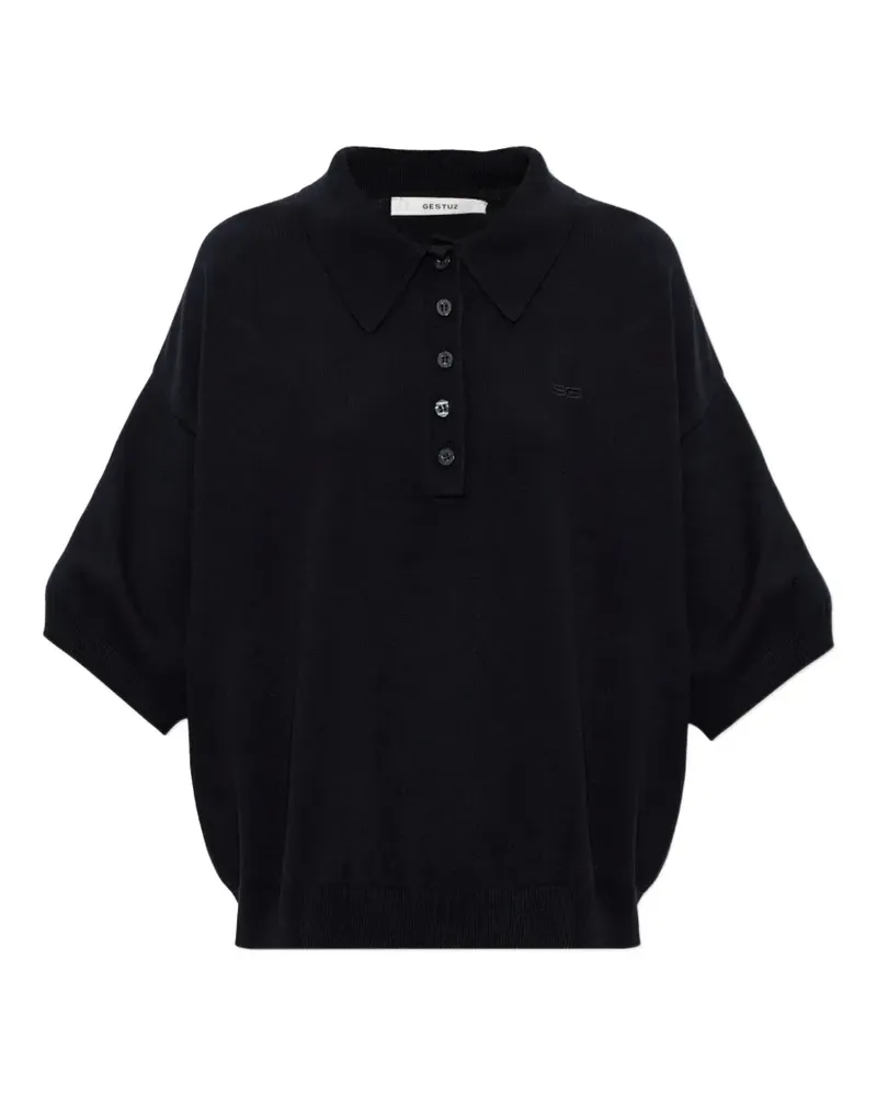 Gestuz Geknöpftes Gztalla Poloshirt - Schwarz Schwarz