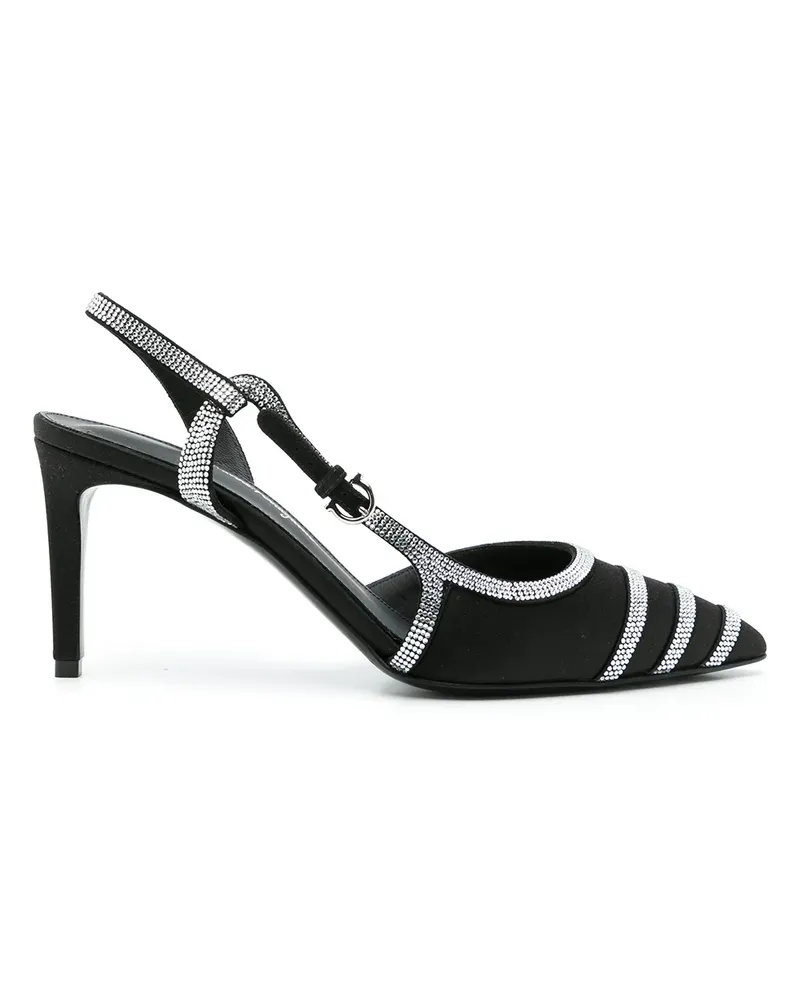 Ferragamo Slingback-Pumps mit Strass - Schwarz Schwarz