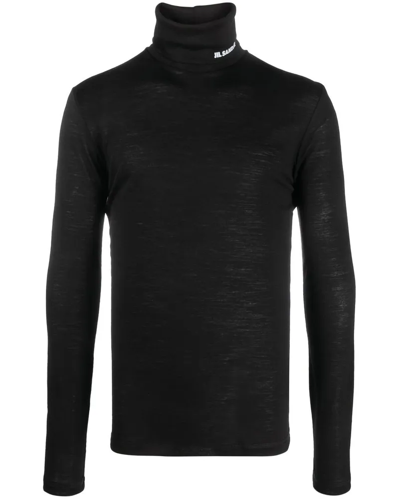 Jil Sander Rollkragenpullover mit Logo-Print - Schwarz Schwarz