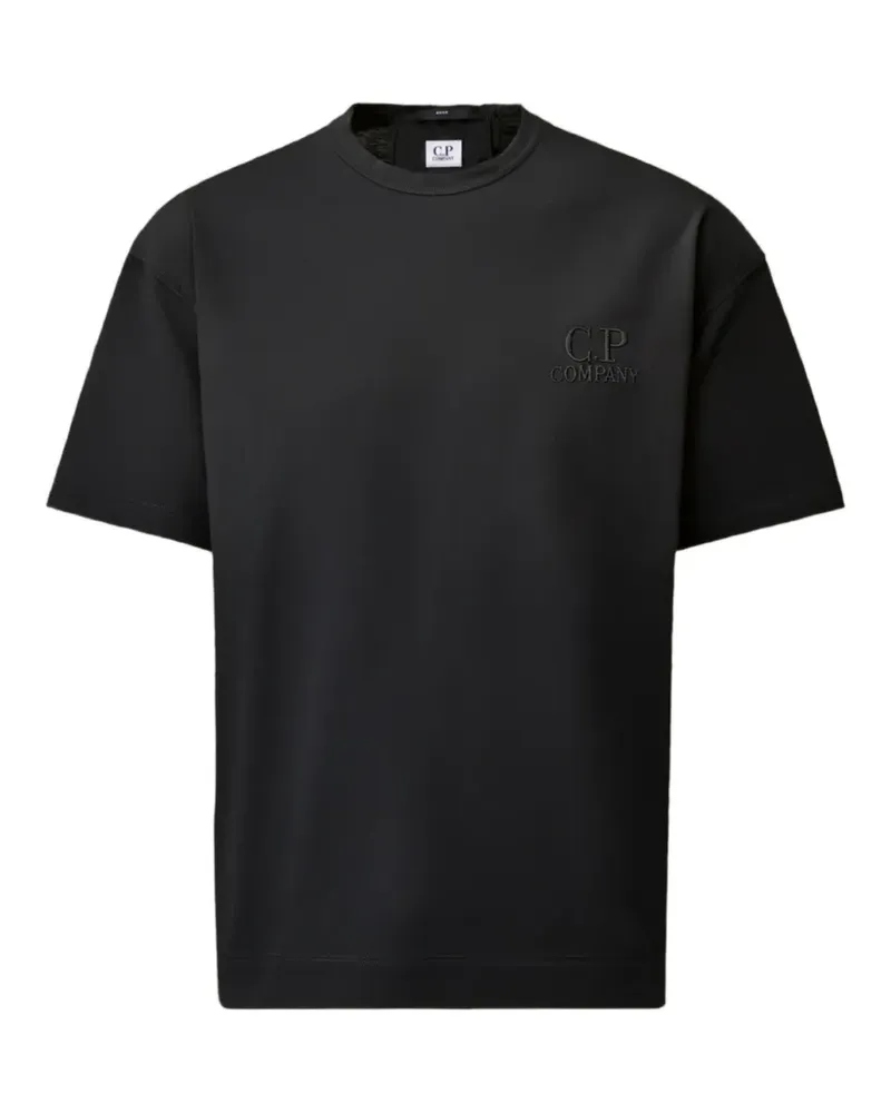 C.P. Company T-Shirt mit Logo-Stickerei - Schwarz Schwarz