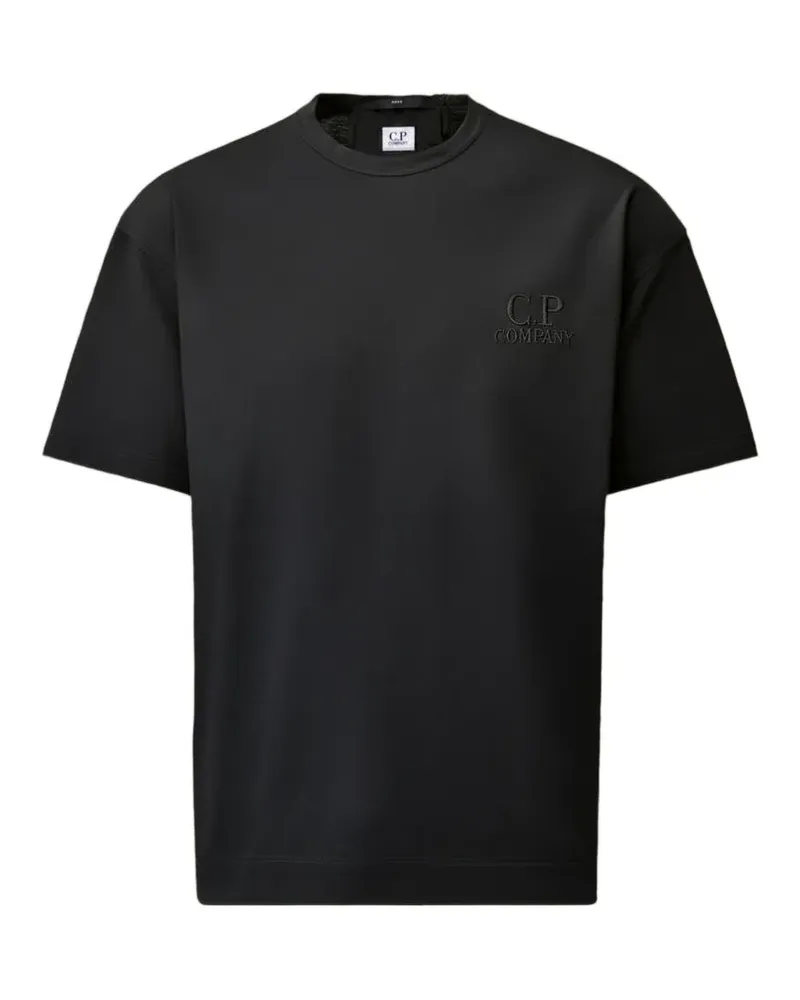 C.P. Company T-Shirt mit Logo-Stickerei - Schwarz Schwarz