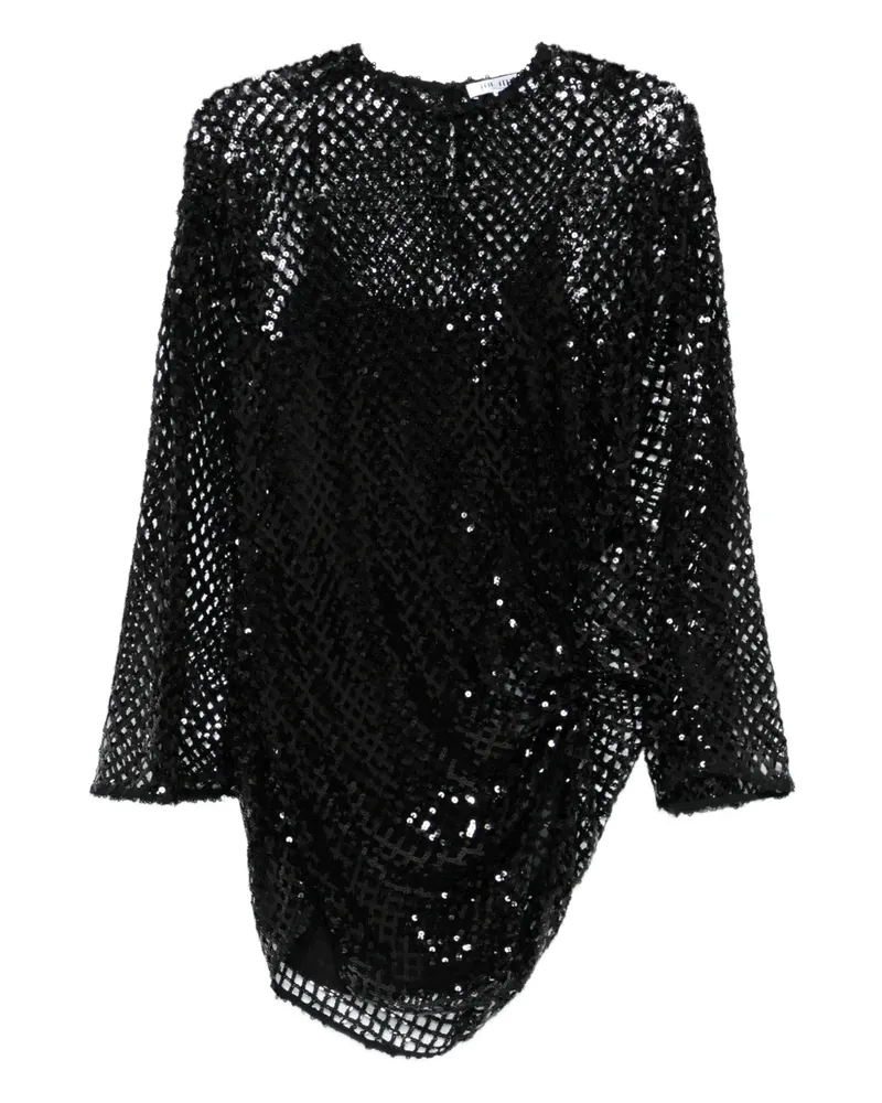 ATTICO Gerafftes Mesh-Minikleid - Schwarz Schwarz