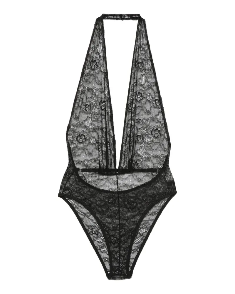 ALCHEMY Lia lace halterneck bodysuit - Schwarz Schwarz
