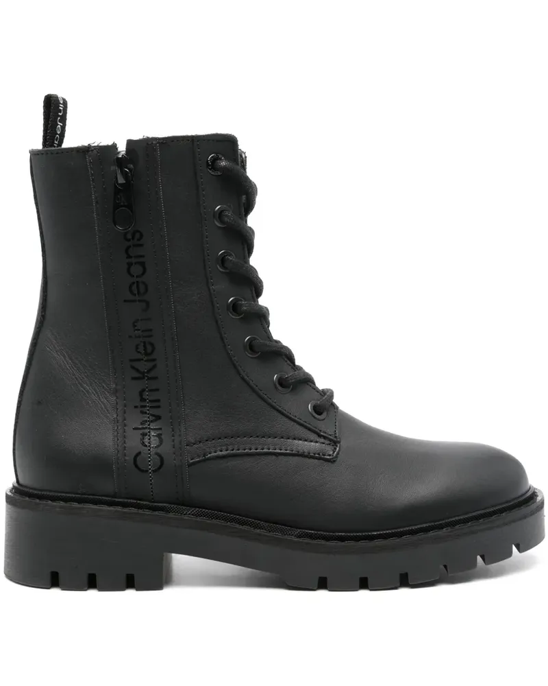 Calvin Klein Bikerstiefel mit Logo-Print - Schwarz Schwarz