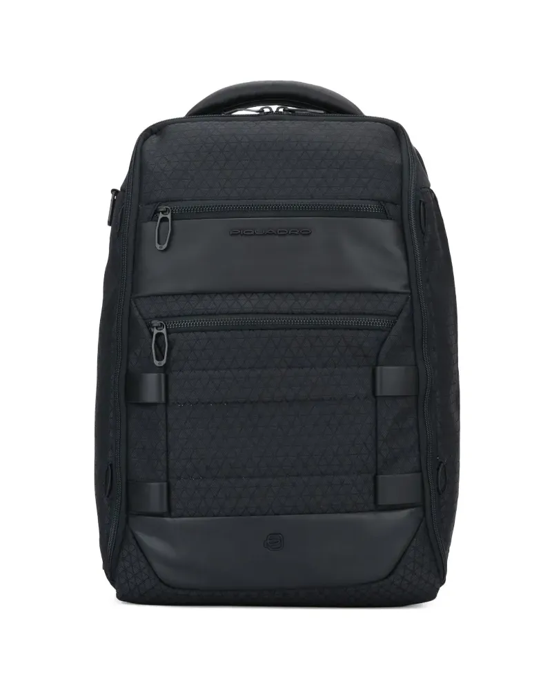Piquadro logo-plaque backpack - Schwarz Schwarz