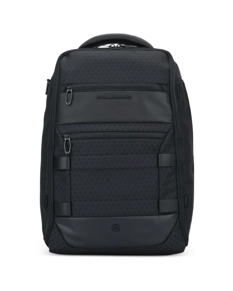 Piquadro Rucksack mit Logo-Schild - Schwarz Schwarz