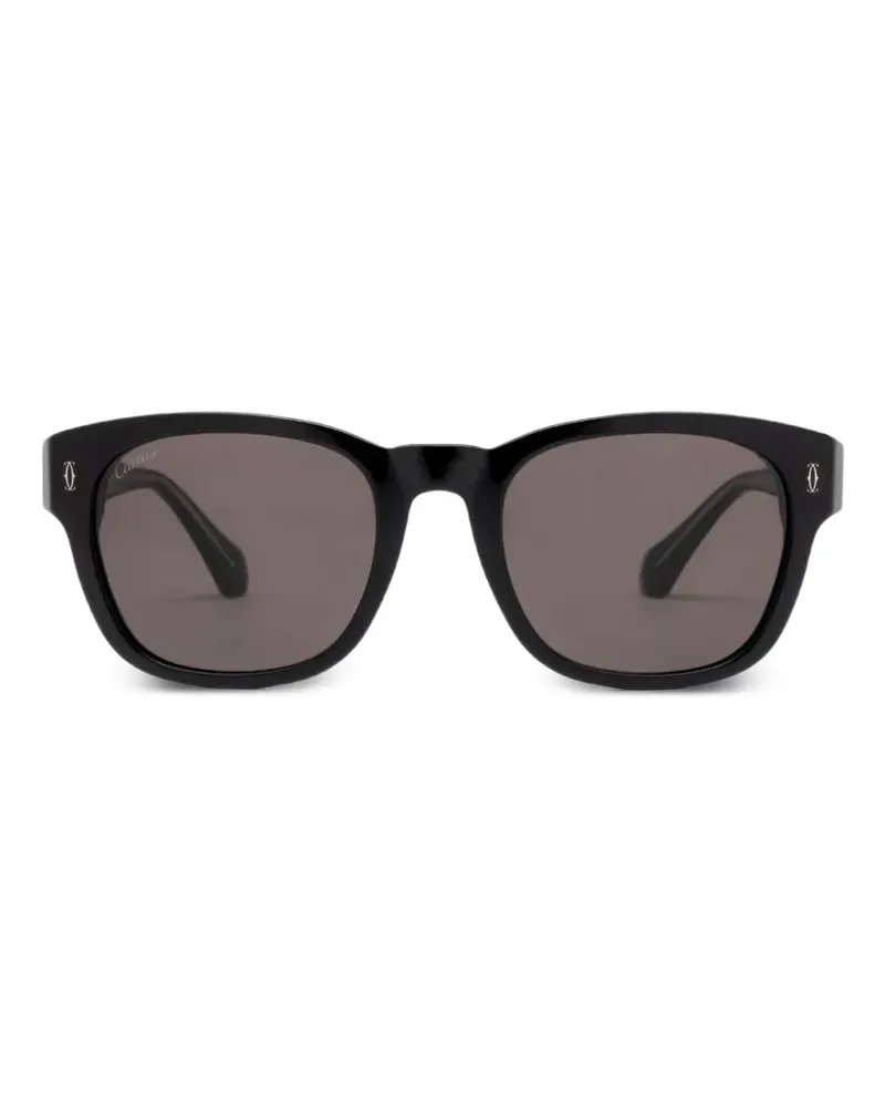Cartier Eckige Sonnenbrille mit Logo-Schild - Schwarz Schwarz