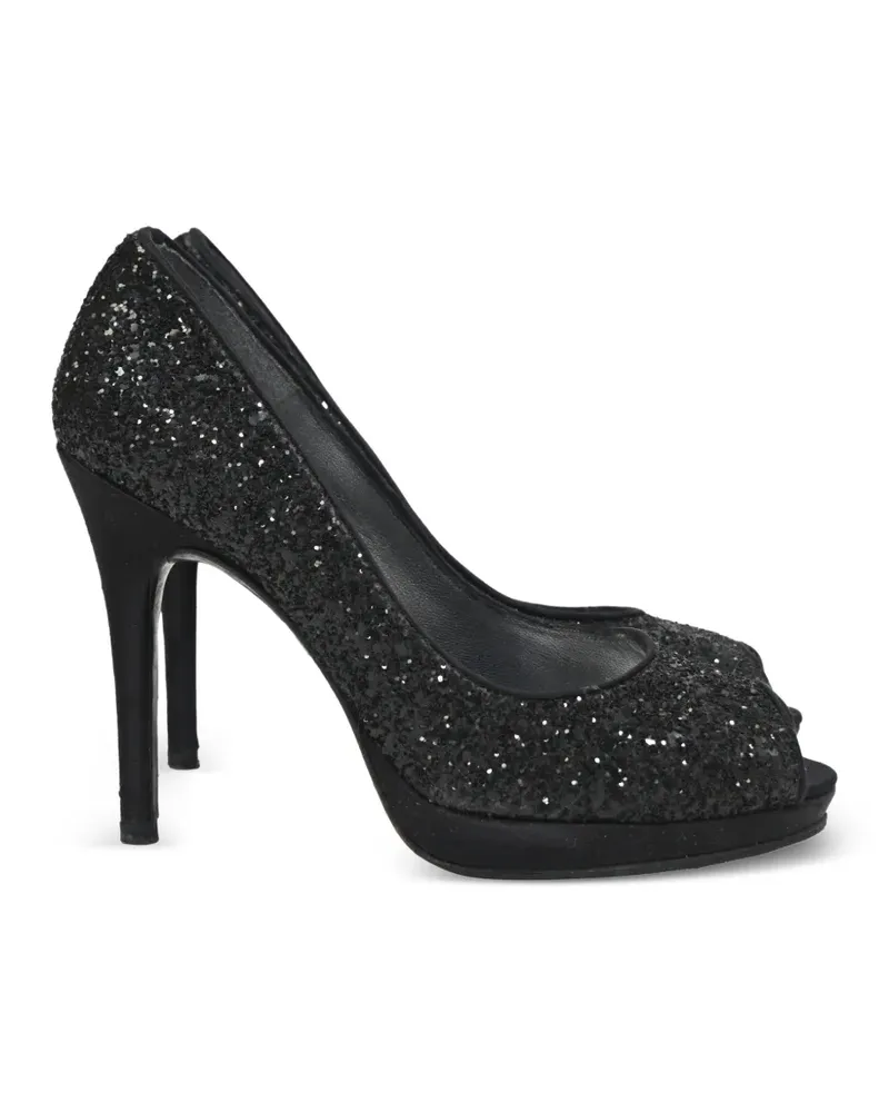 Stuart Weitzman Glitter peep-toe pumps - Schwarz Schwarz