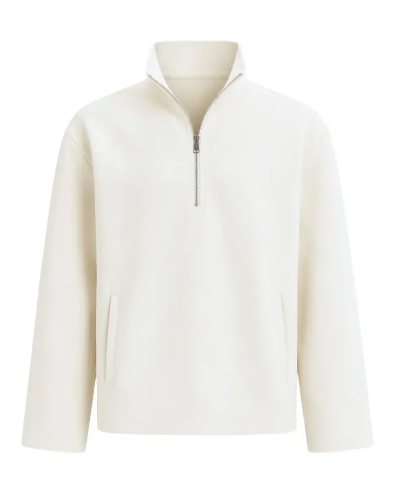 COMMAS Jersey-Pullover mit kurzem Reißverschluss - Weiß Weiß