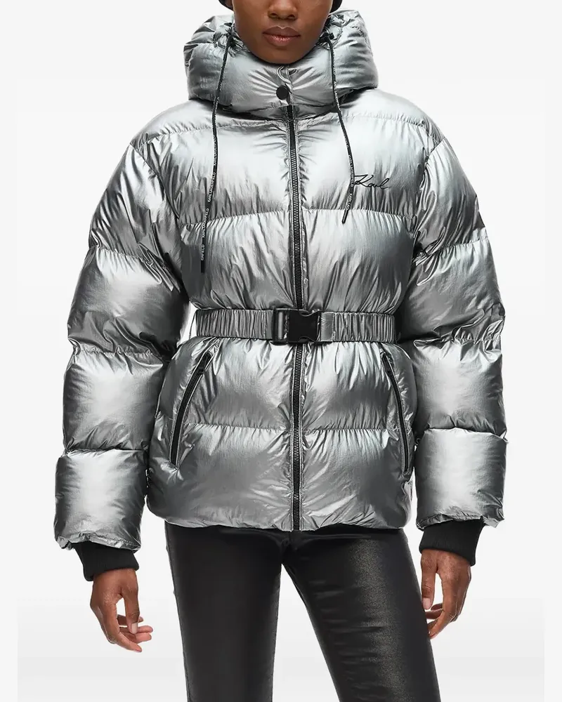 Karl Lagerfeld hooded belted jacket - Silber Silber