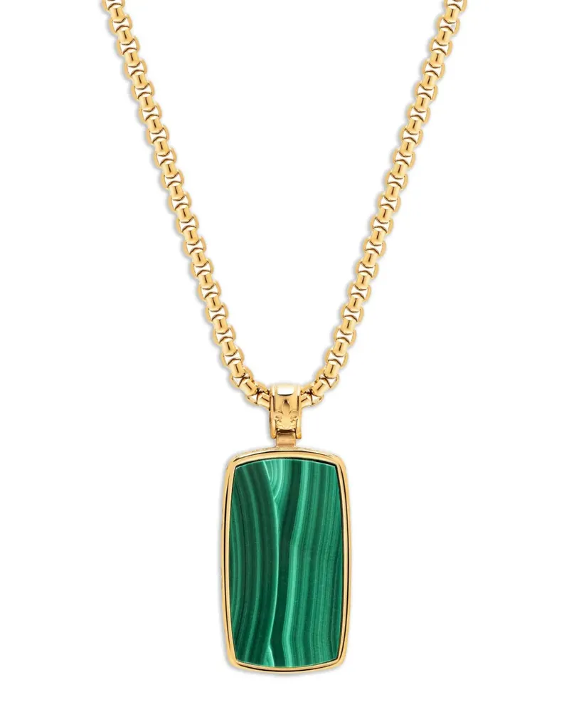 Nialaya malachite dog-tag necklace - Gold Gold