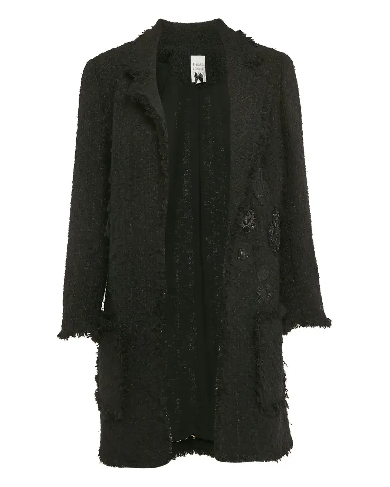 Edward Achour Tweed-Mantel mit Applikation - Schwarz Schwarz