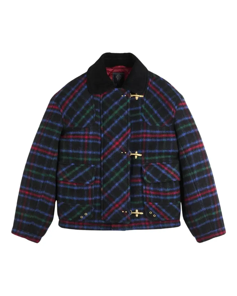 Fay Knebelverschluss-Jacke mit Schottenkaro - Blau Blau