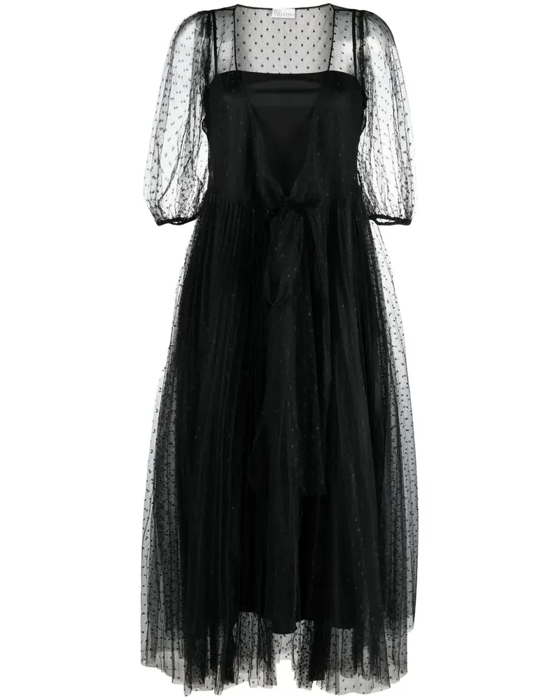 RED Valentino Kurzärmelige Tüllrobe - Schwarz Schwarz