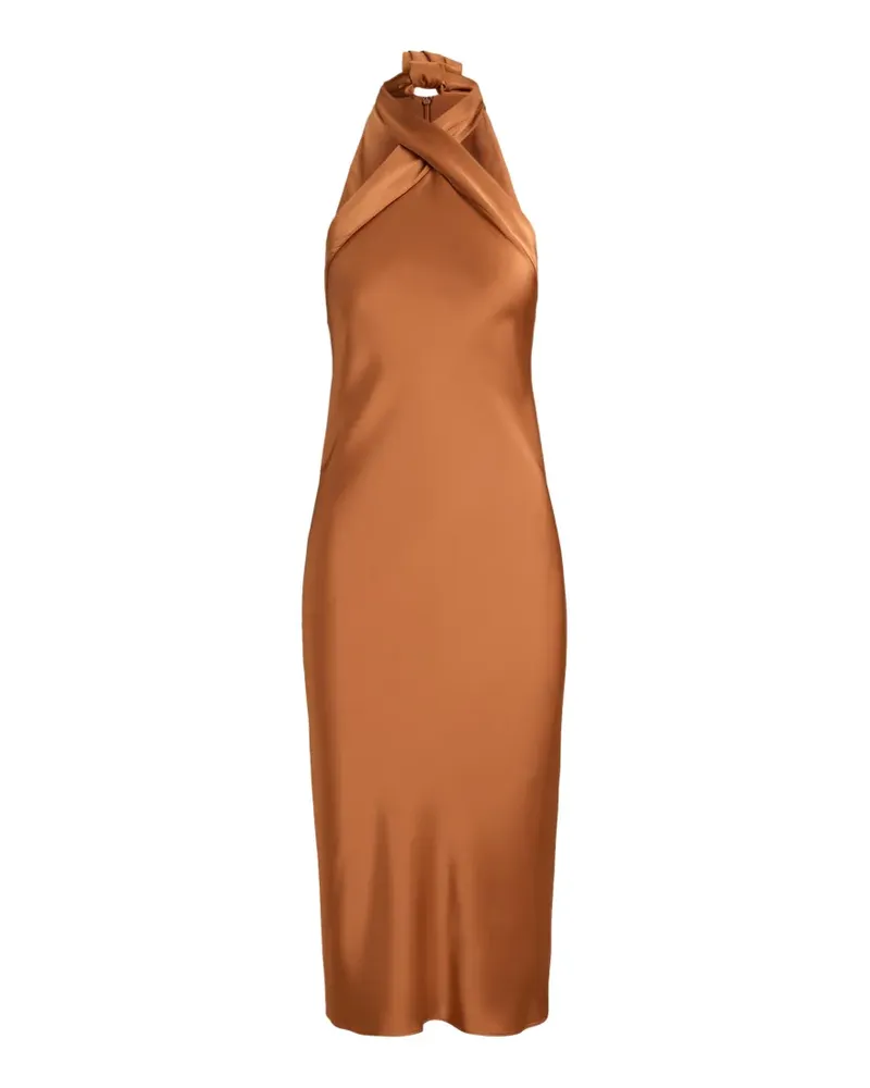 Ralph Lauren Neckholder-Midikleid mit Schleifenverschluss - Orange Orange