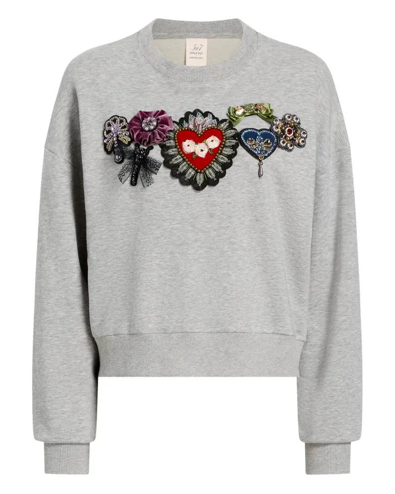 Cinq à Sept Heritage Sweatshirt mit Rosenverzierung - Grau Grau